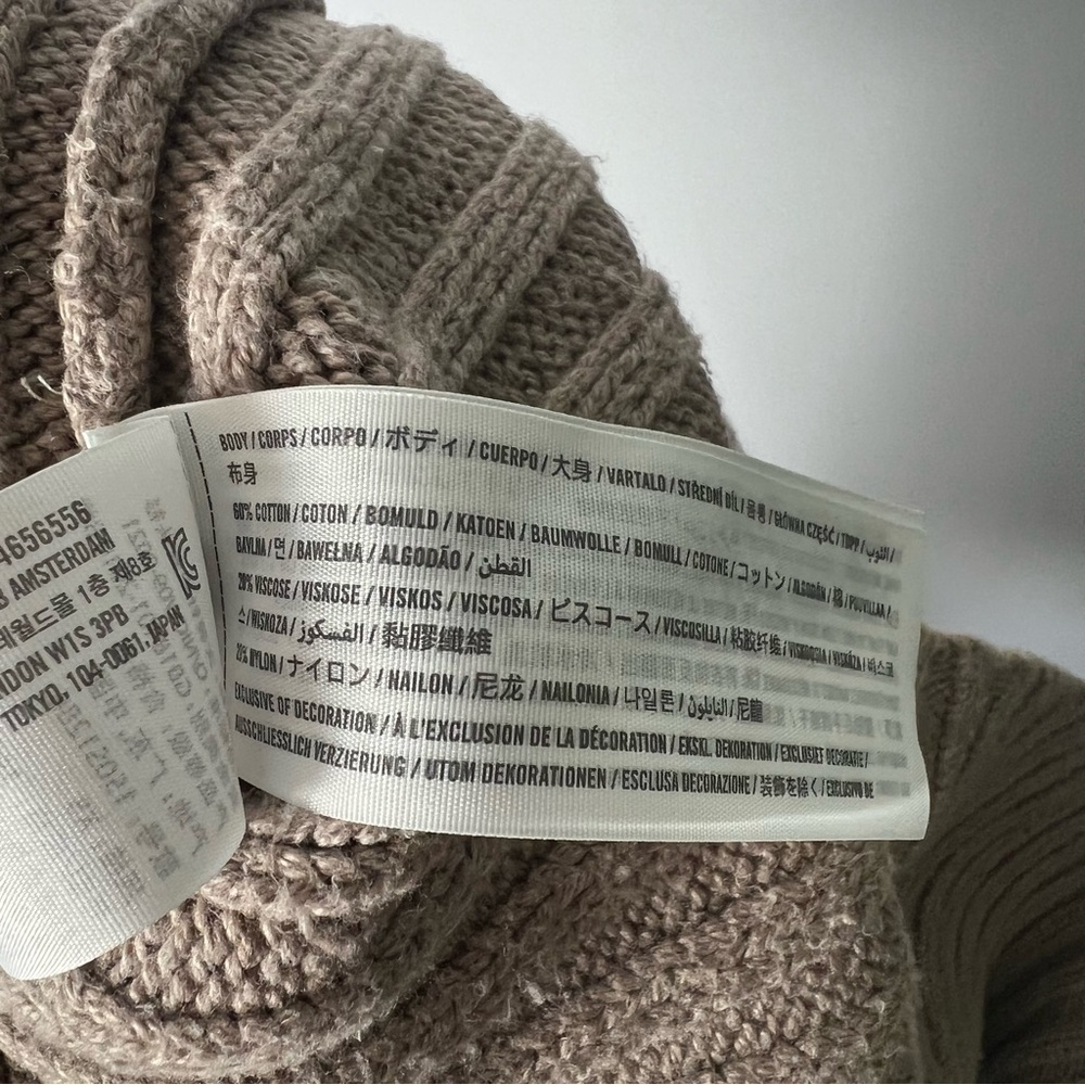 Abercrombie & Fitch Ribbed Cable Knit Mock Neck Long Sleeve Sweater XS Tan Beige - Picture 8 of 8